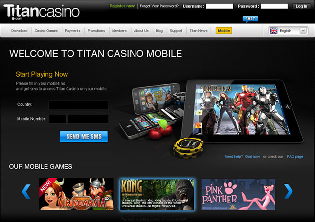 Webseite Titan Casino Mobil